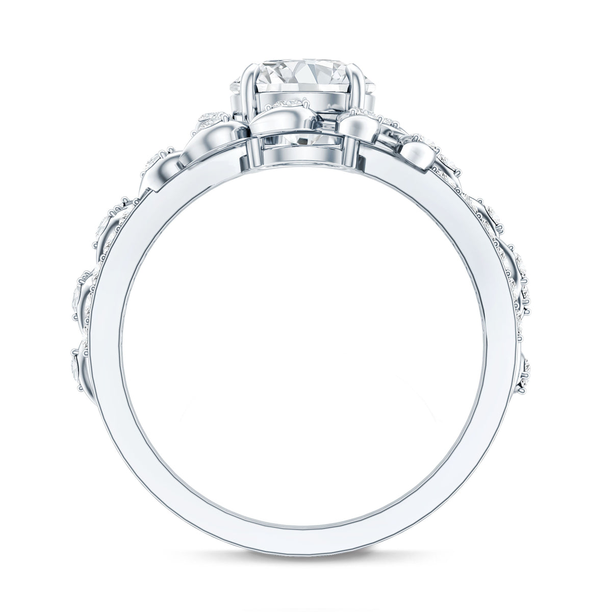 IGI Verified Nature Inspired Engagement Ring with 2 Carat Lab Grown Diamond Lab - ( E-VS1 ) - Rosec Jewels