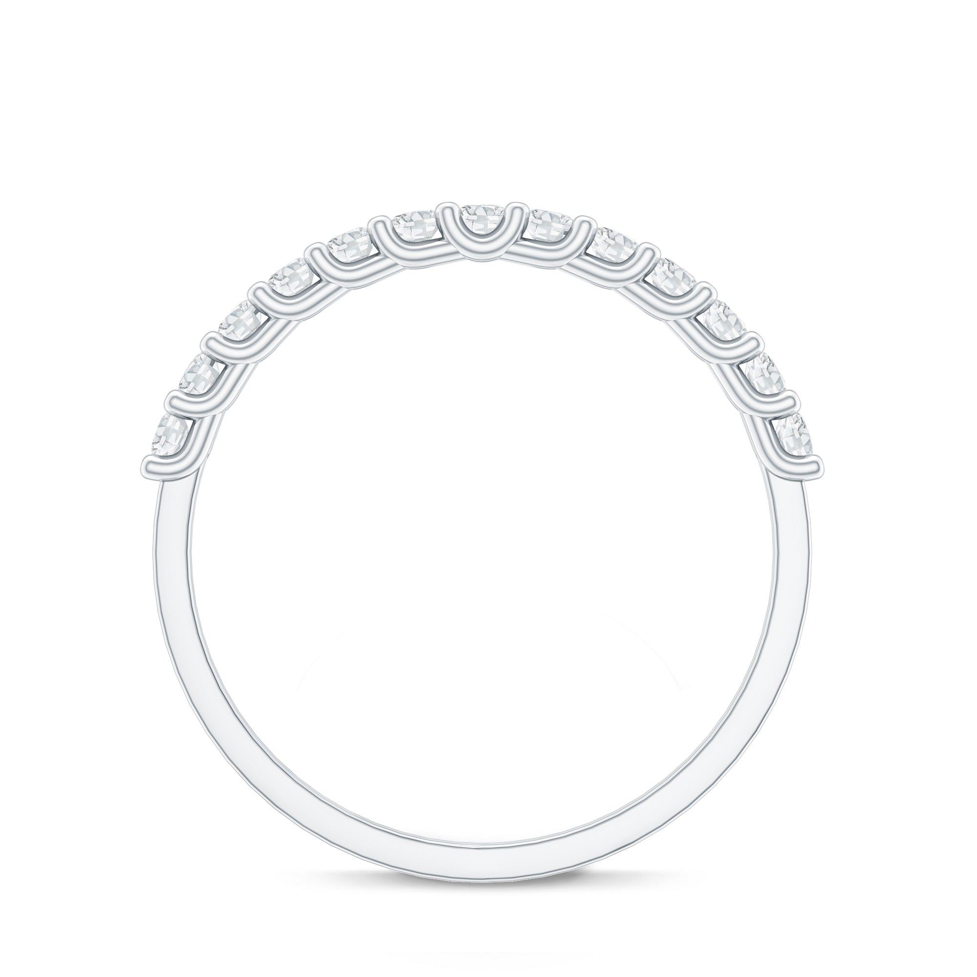 Rosec Jewels-Moissanite Half Eternity Ring in Shared Prong Setting