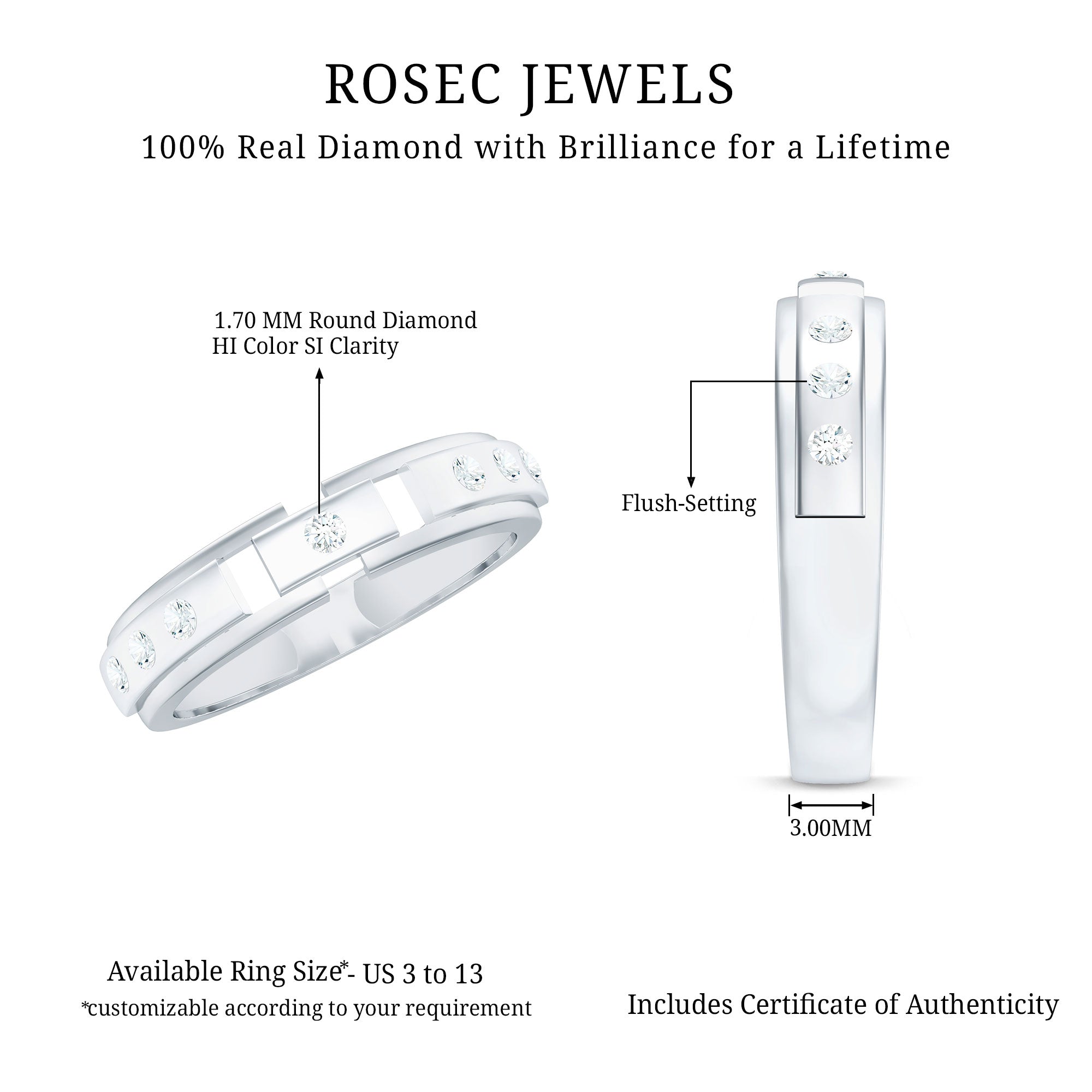 Rosec Jewels-Natural Diamond Wedding Band for Men