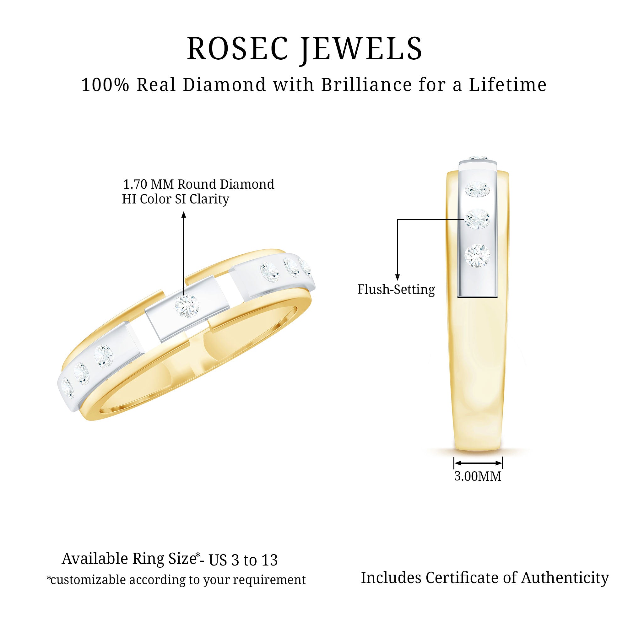 Rosec Jewels-Natural Diamond Wedding Band for Men