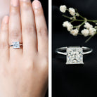Rosec Jewels-3 Carat Princess Cut Moissanite Solitaire Engagement Ring