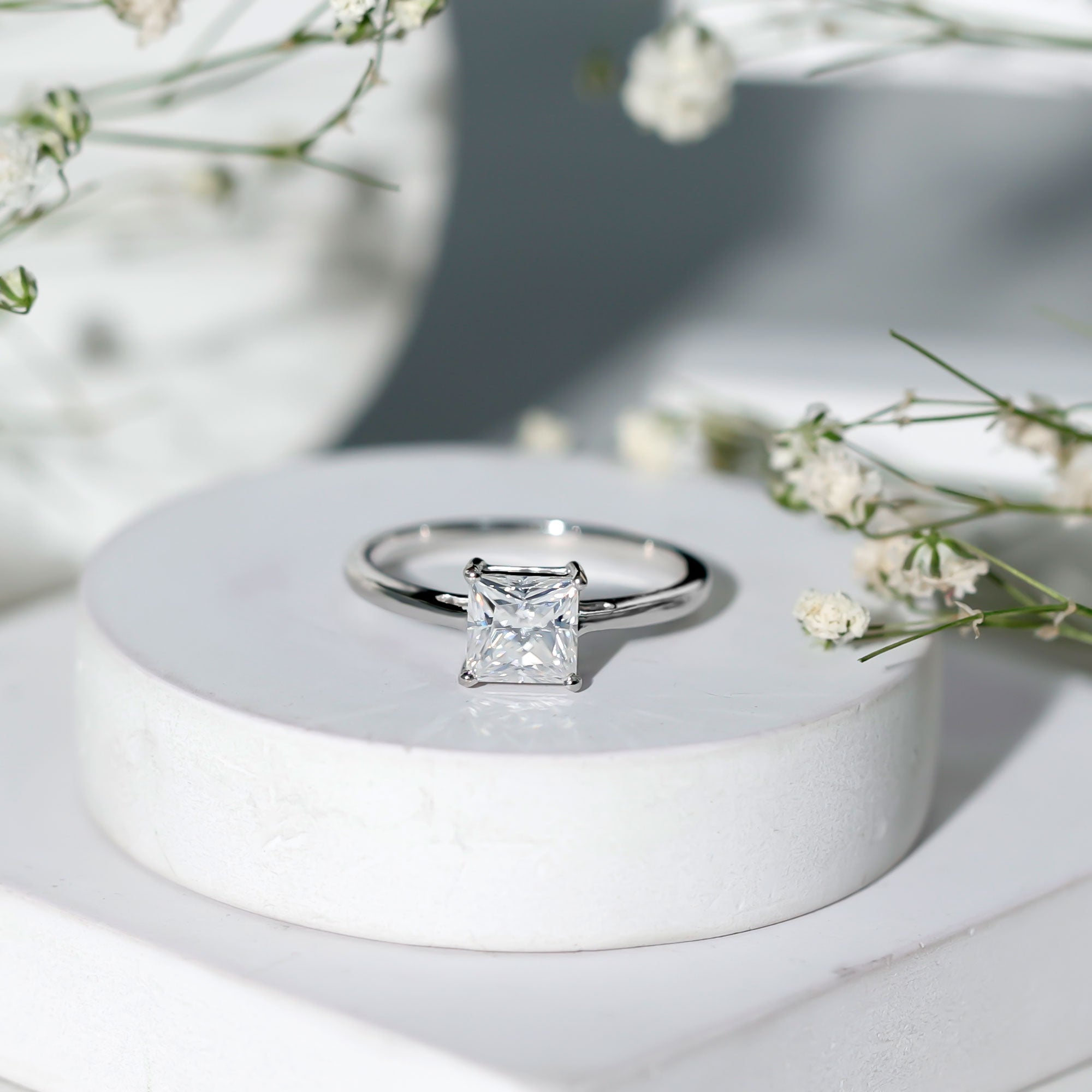 1 CT Princess Cut Moissanite Solitaire Ring for Women D-VS1 - Rosec Jewels