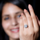 Rosec Jewels-Victorian Style 3 Carat Cushion Moissanite Halo Engagement Ring