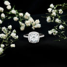 Rosec Jewels-Victorian Style 3 Carat Cushion Moissanite Halo Engagement Ring