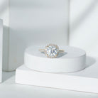 Rosec Jewels-Victorian Style 3 Carat Cushion Moissanite Halo Engagement Ring