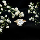 Rosec Jewels-Victorian Style 3 Carat Cushion Moissanite Halo Engagement Ring