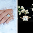 Rosec Jewels-Victorian Style 3 Carat Cushion Moissanite Halo Engagement Ring