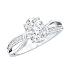 1 Carat Certified Moissanite Oval Engagement Ring with Infinity Band D-VS1 - Rosec Jewels
