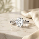 1 Carat Certified Moissanite Oval Engagement Ring with Infinity Band D-VS1 - Rosec Jewels