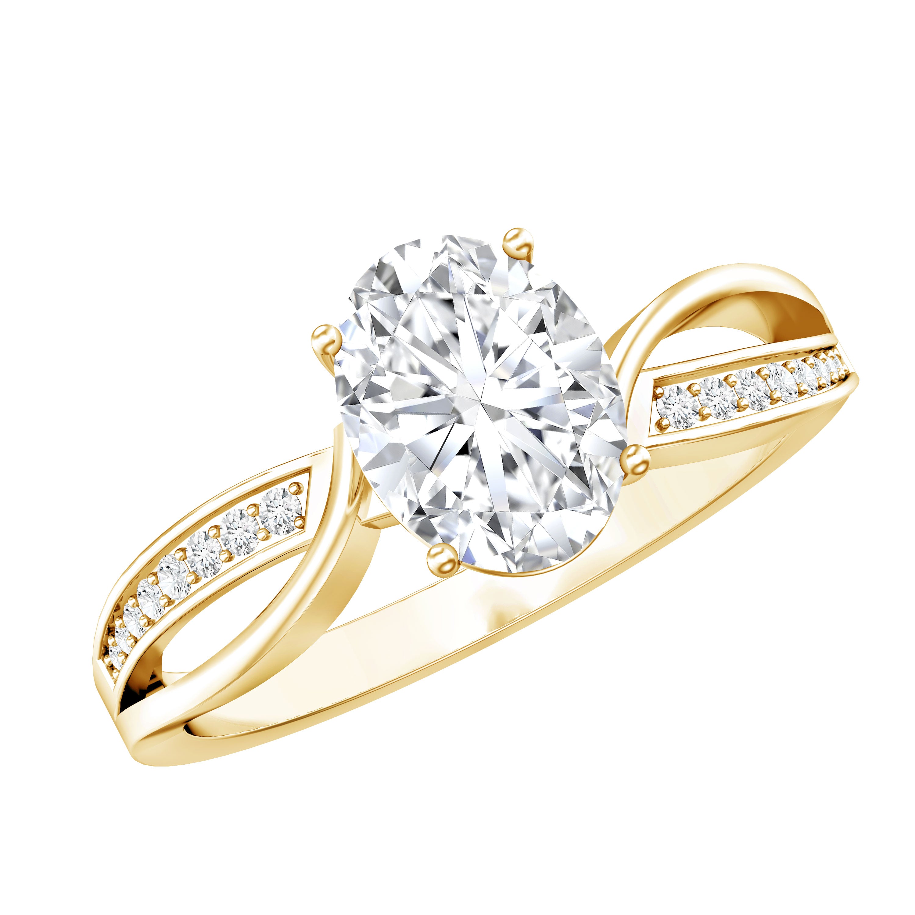 1 Carat Certified Moissanite Oval Engagement Ring with Infinity Band D-VS1 - Rosec Jewels