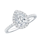 Certified Moissanite Teardrop Engagement Ring with Halo D-VS1 - Rosec Jewels