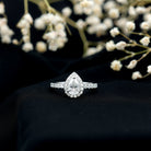 Certified Moissanite Teardrop Engagement Ring with Halo D-VS1 - Rosec Jewels