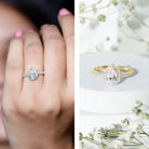 Certified Moissanite Teardrop Engagement Ring with Halo D-VS1 - Rosec Jewels