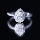 Pear Shape Moissanite Halo Engagement Ring for Women D-VS1 - Rosec Jewels