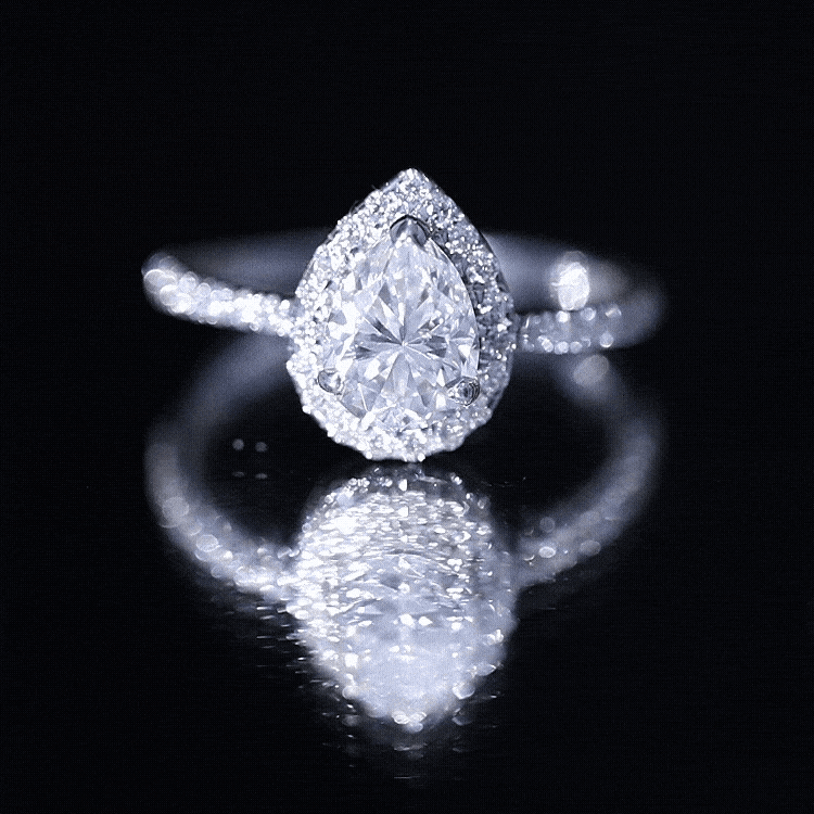 Rosec Jewels-Pear Shape Moissanite Halo Engagement Ring for Women