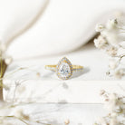 Pear Shape Moissanite Halo Engagement Ring for Women D-VS1 - Rosec Jewels