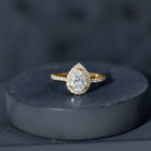 Pear Shape Moissanite Halo Engagement Ring for Women D-VS1 - Rosec Jewels