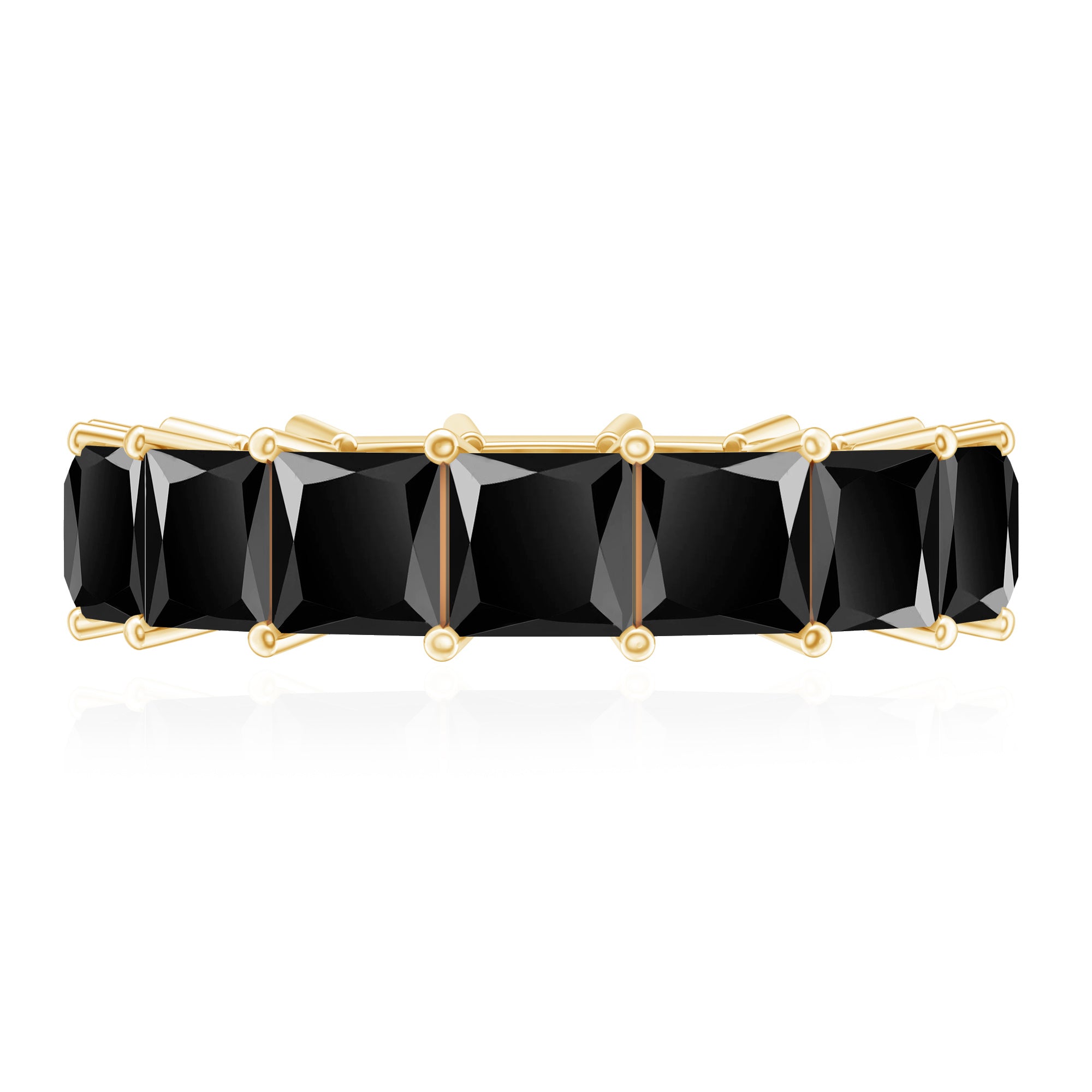 Certified Princess Cut Lab Grown Black Diamond Eternity Ring for Women AAAA ( Synthetic ) - Rosec Jewels