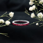 Princess Cut Ruby Eternity Ring – Thin Ruby Wedding Band in Shared Prong Setting | Real AAA Ruby AAA - Rosec Jewels
