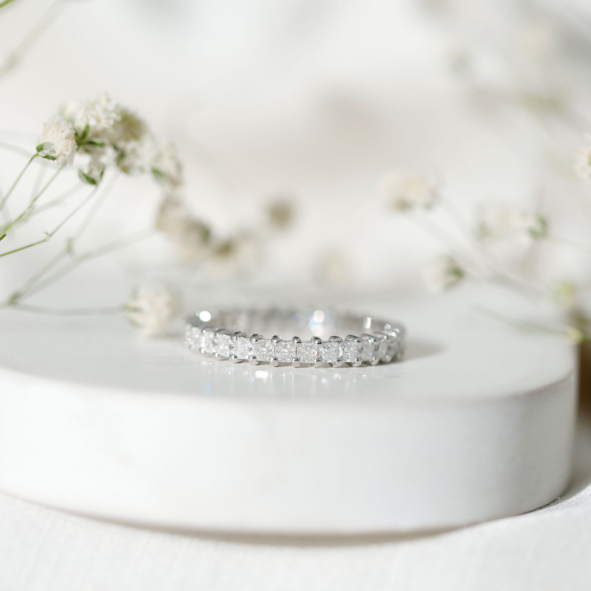 Rosec Jewels-Princess Cut Cubic Zirconia Eternity Wedding Band Ring with Certificate
