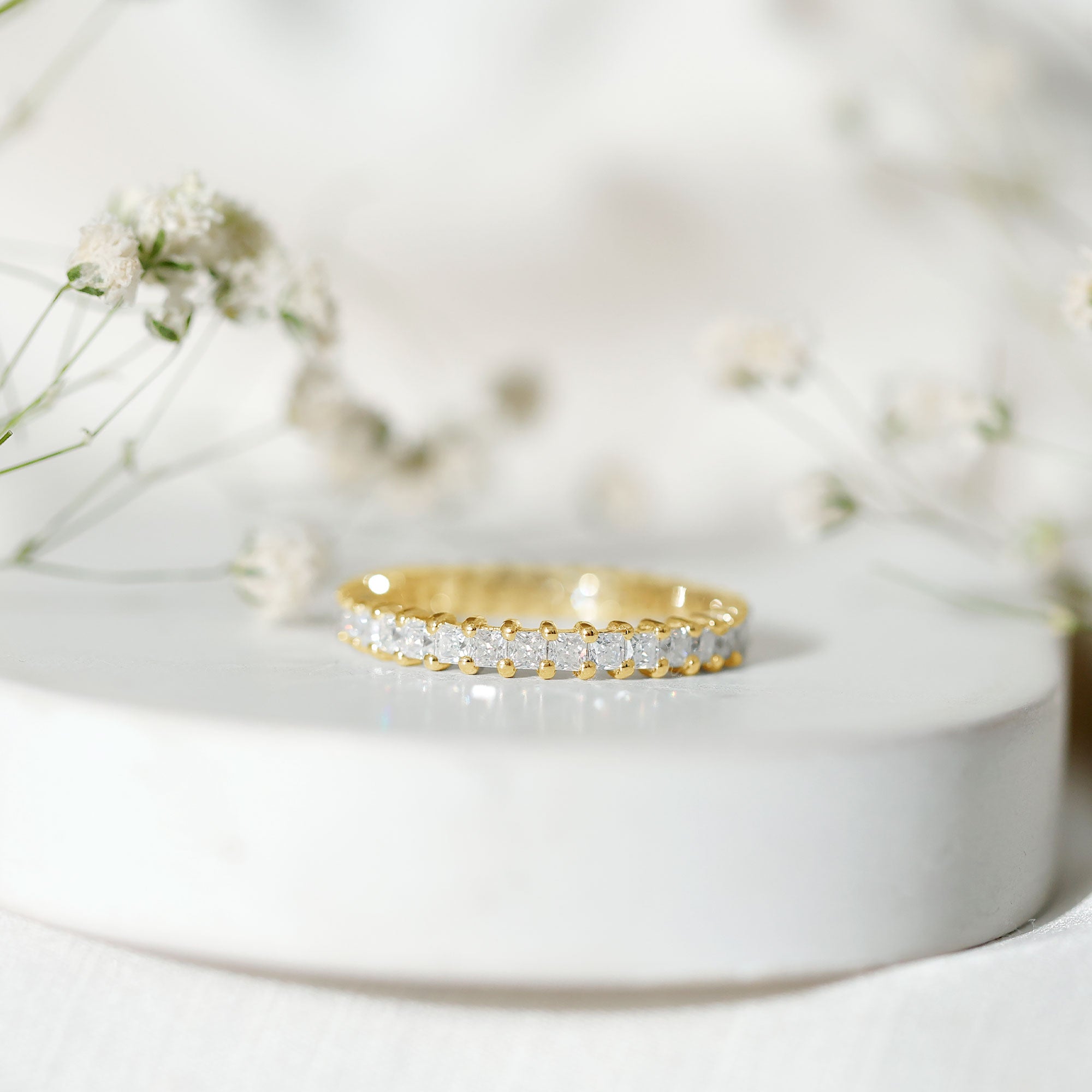 Rosec Jewels-Princess Cut Cubic Zirconia Eternity Wedding Band Ring with Certificate