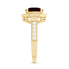 Art Deco 8mm Garnet Engagement Ring with Diamond Halo AAA - Rosec Jewels