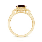 Art Deco 8mm Garnet Engagement Ring with Diamond Halo AAA - Rosec Jewels