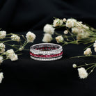Rosec Jewels-Lab Created Ruby Three Row Wedding Band for Women