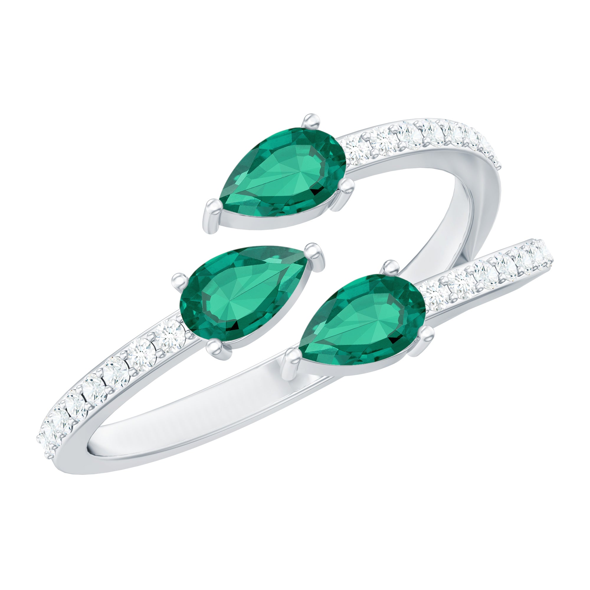 Certified Pear Shape Lab Grown Emerald Diamond Cocktail Ring