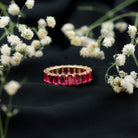 Emerald Cut Lab Grown Ruby Full Eternity Wide Band Ring AAAA - Rosec Jewels