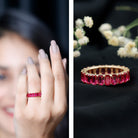 Emerald Cut Lab Grown Ruby Full Eternity Wide Band Ring AAAA - Rosec Jewels