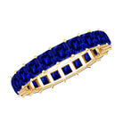 Princess Cut Lab Grown Blue Sapphire Full Eternity Band AAAA - Rosec Jewels