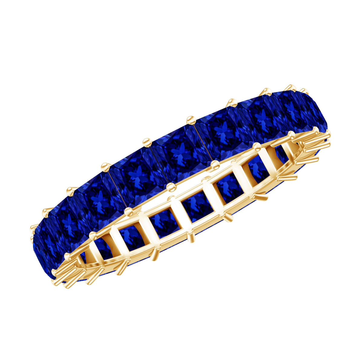 Princess Cut Lab Grown Blue Sapphire Full Eternity Band AAAA - Rosec Jewels