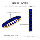 Princess Cut Lab Grown Blue Sapphire Full Eternity Band AAAA - Rosec Jewels