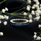 Princess Cut Lab Grown Blue Sapphire Full Eternity Band AAAA - Rosec Jewels