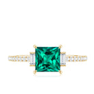 Lab Grown Emerald Diamond 3 Stone Engagement Ring with Certificate AAAA - Rosec Jewels