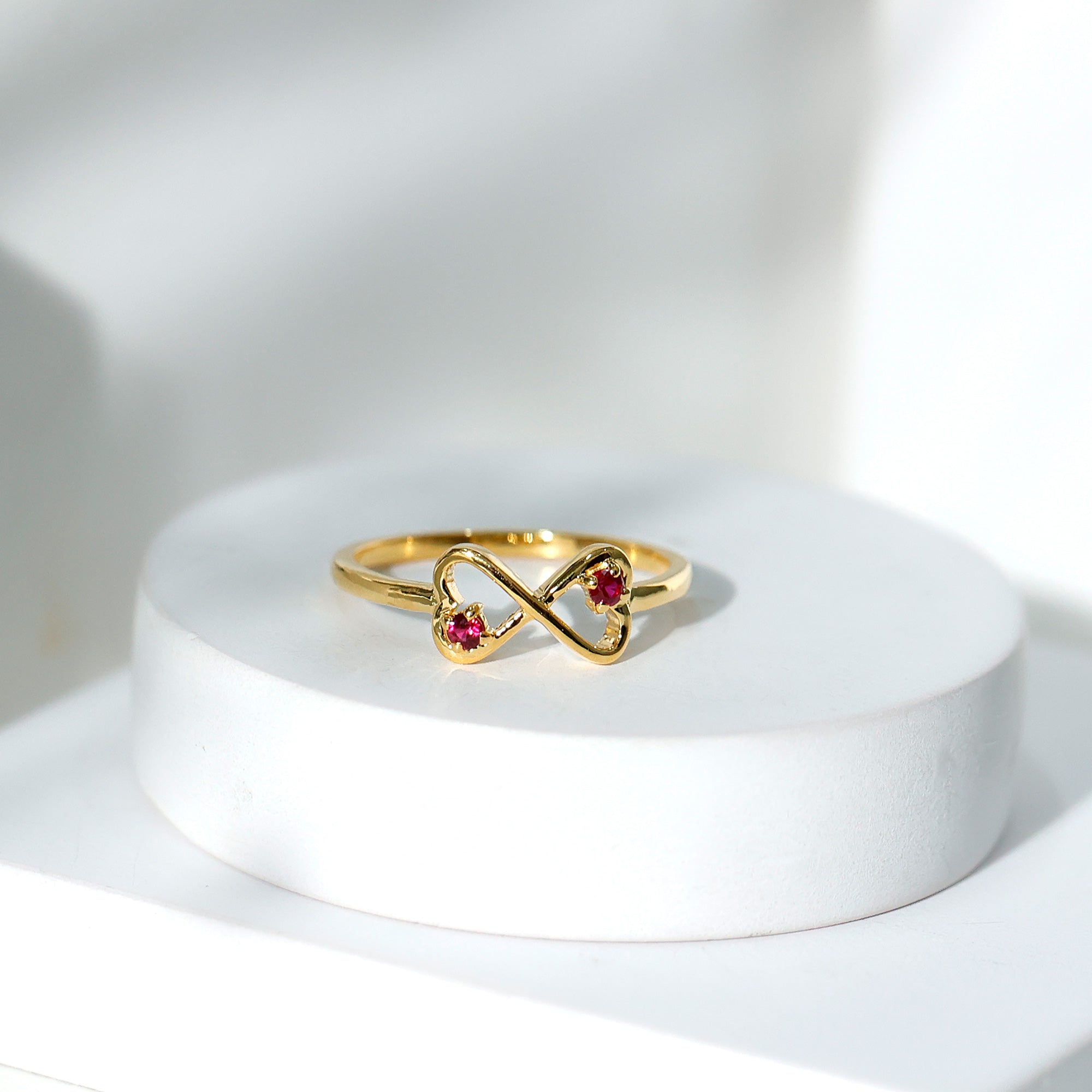 Rosec Jewels-Lab Created Ruby Infinity Heart Promise Ring