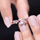 Certified Lab Created Ruby Heart Eternity Band Ring AAAA - Rosec Jewels