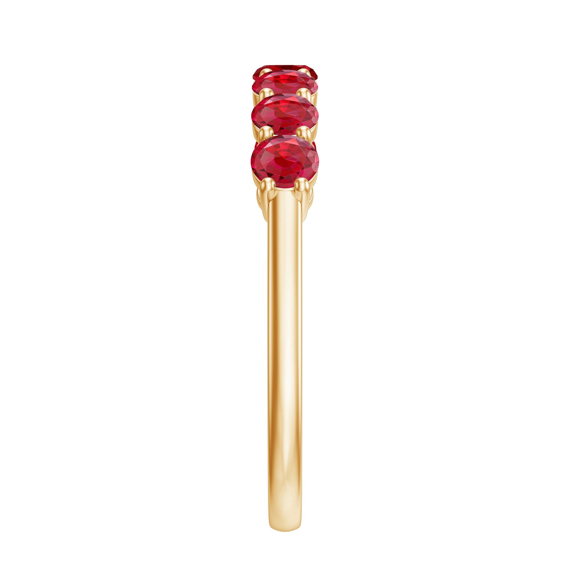 1 Carat Lab Created Ruby Half Eternity Wedding Band AAAA - Rosec Jewels