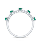 Certified Lab Grown Emerald Half Eternity Anniversary Ring with Diamond AAAA - Rosec Jewels