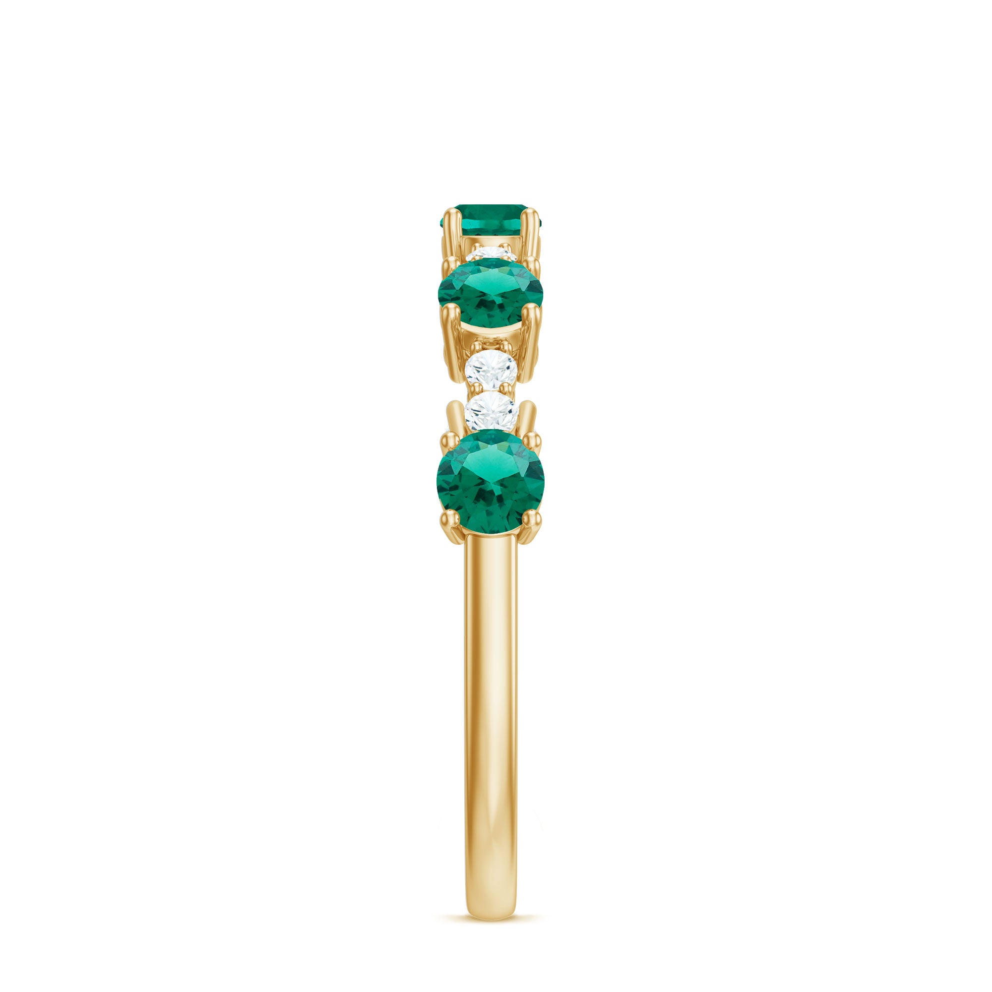 Certified Lab Grown Emerald Half Eternity Anniversary Ring with Diamond AAAA - Rosec Jewels