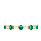 Certified Lab Grown Emerald Half Eternity Anniversary Ring with Diamond AAAA - Rosec Jewels