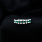 Certified Lab Grown Emerald Half Eternity Wedding Band AAAA - Rosec Jewels