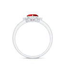 Lab Created Ruby Heart Promise Ring with Diamonds AAAA - Rosec Jewels