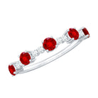 Rosec Jewels-Lab Created Ruby and Diamond Half Eternity Stackable Ring