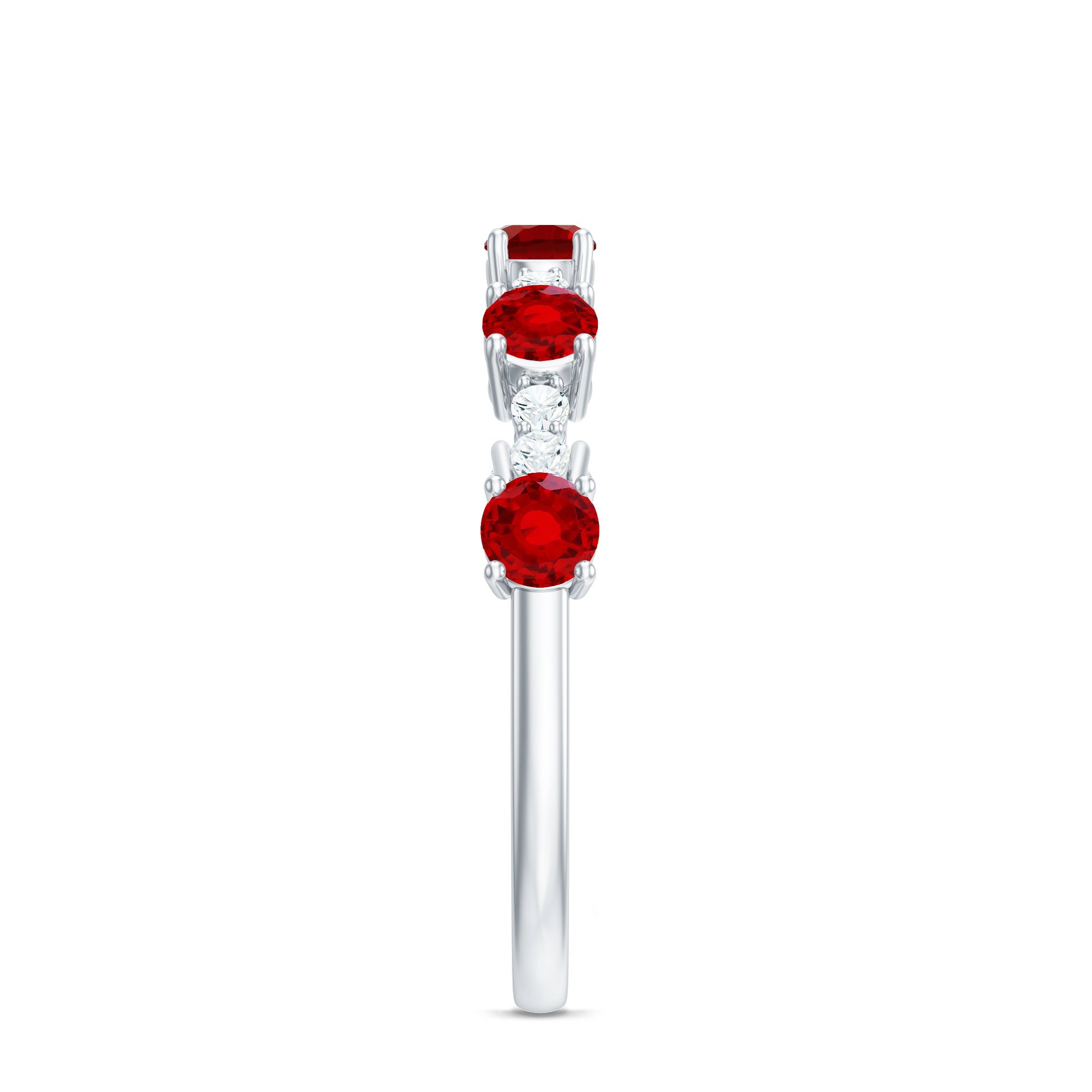 Rosec Jewels-Lab Created Ruby and Diamond Half Eternity Stackable Ring