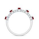 Rosec Jewels-Lab Created Ruby and Diamond Half Eternity Stackable Ring