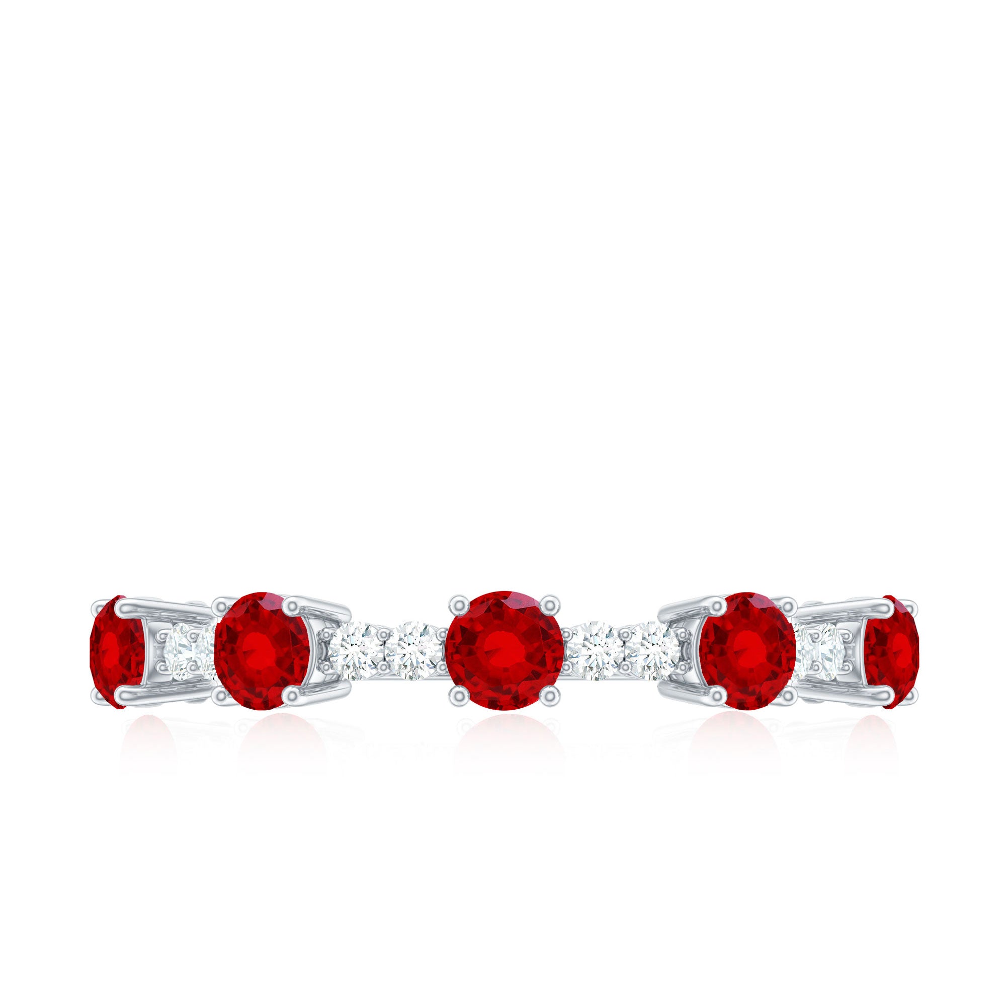 Rosec Jewels-Lab Created Ruby and Diamond Half Eternity Stackable Ring