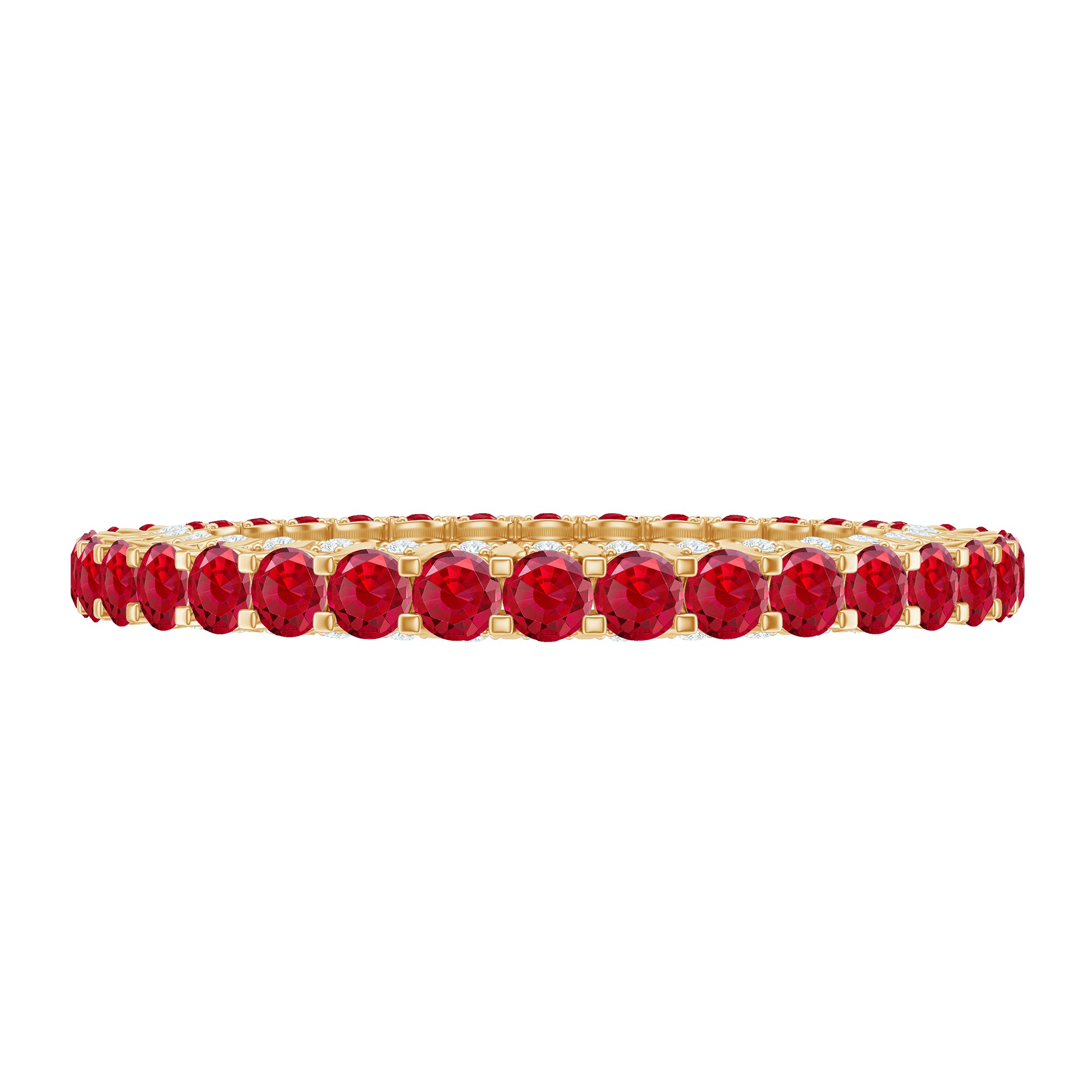 1.75 CT Round Shape Lab Grown Ruby and Diamond Eternity Wedding Band AAAA - Rosec Jewels