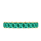 Certified Princess Cut Lab Grown Emerald Wedding Band AAAA - Rosec Jewels